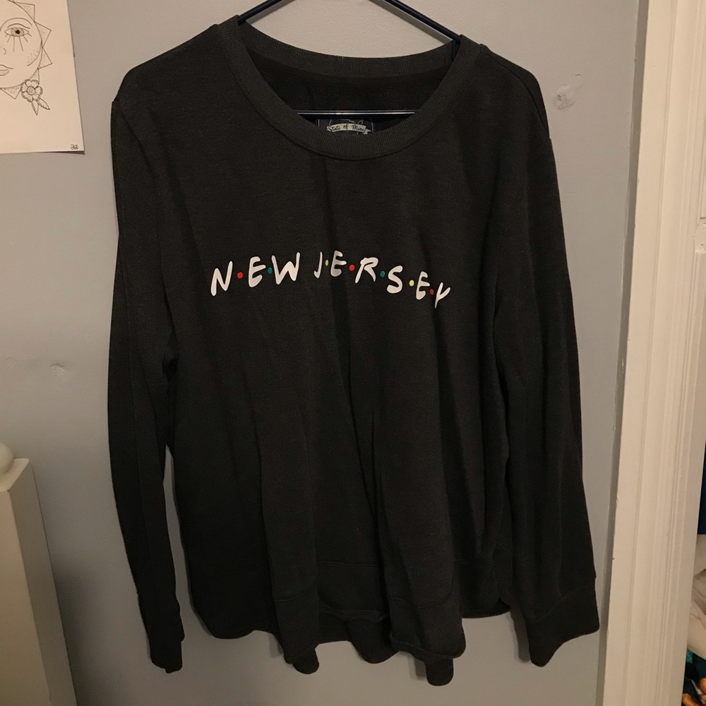 NWOT New Jersey Friends font sweater